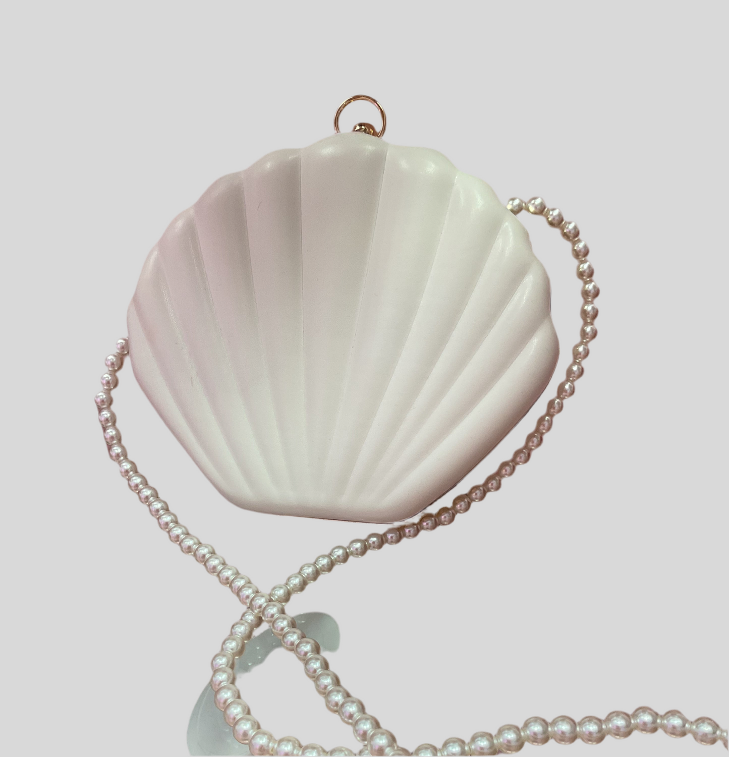 Pearl Shell Clutch Purse with Beaded Strap