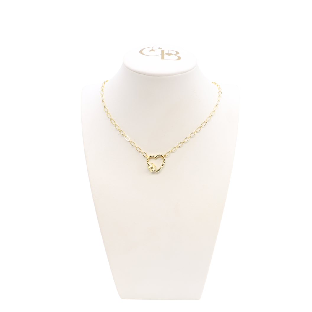 Heart of West Palm Gold Necklace with Heart Carabiner