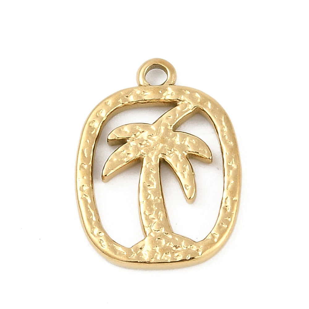 18K Gold Plated Palm Square Tree Charm