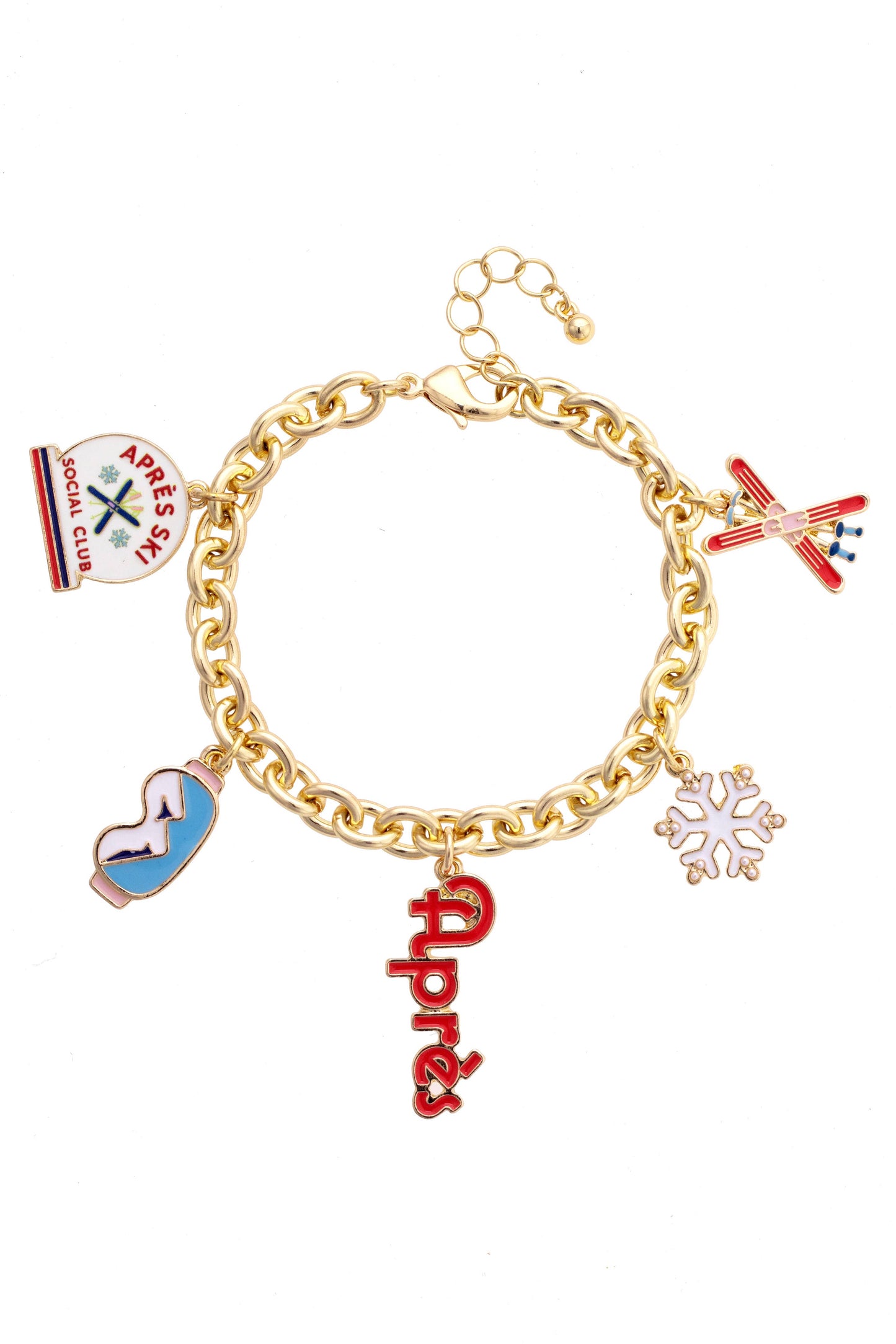 Apres Ski Charm Bracelet in Shiny Gold