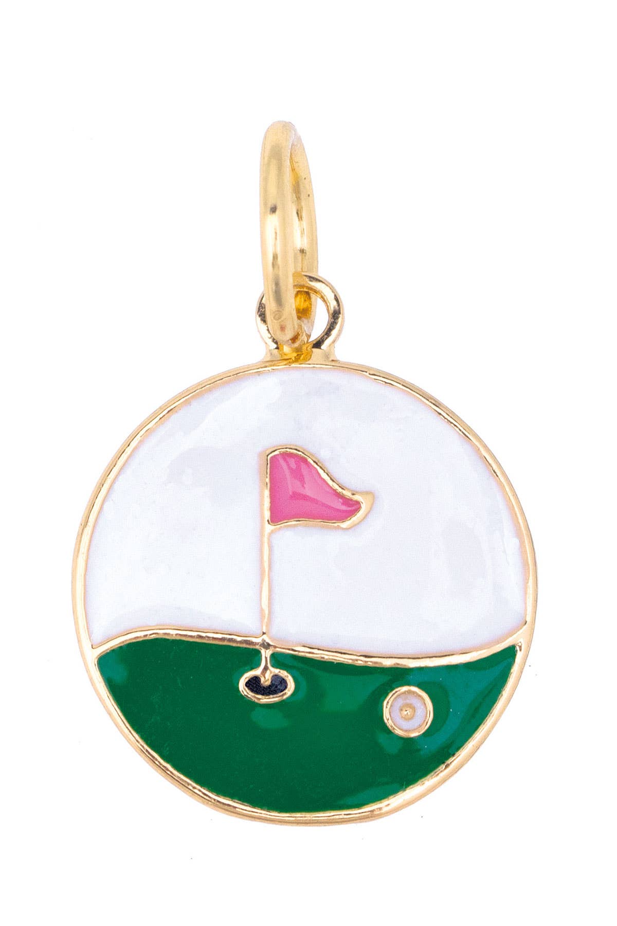 SPORTS- Gold Enamel Golf Disc Charm