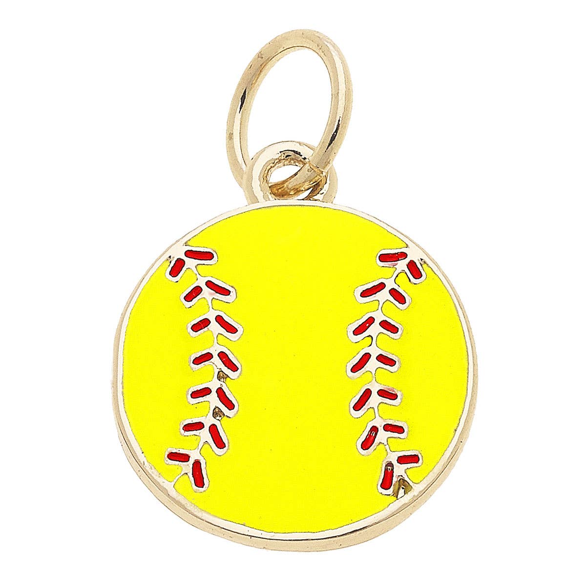 SPORTS- Gold Softball Enamel Charm