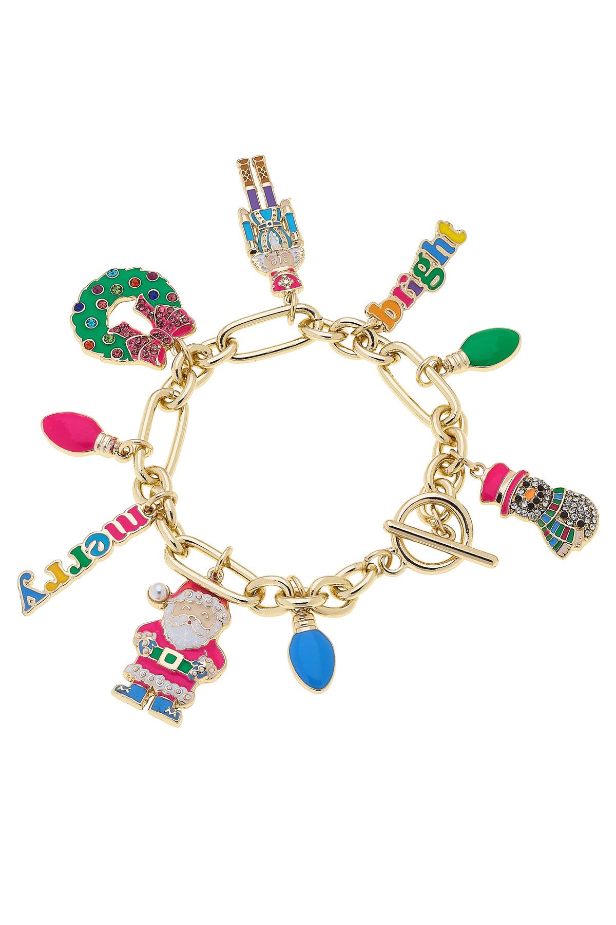 Merry & Bright Christmas Icons Enamel Charm Bracelet