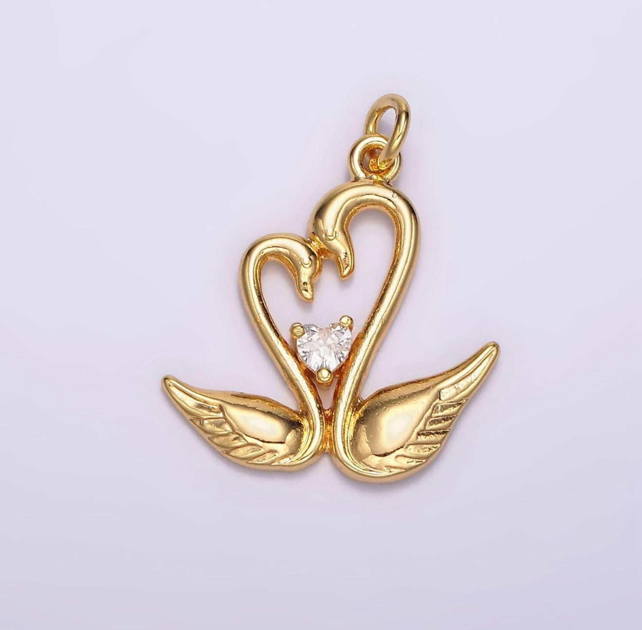 Gold Heart Swan Charm