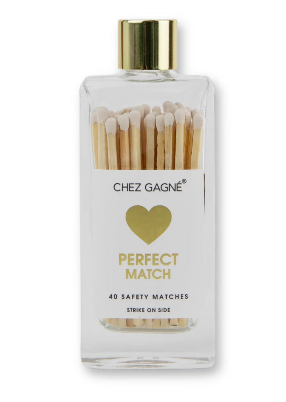 Perfect Match Heart- White Safety Matches in Glass Bottle