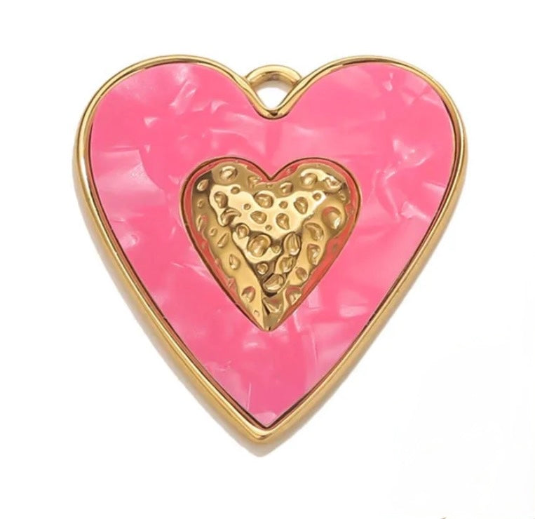 Gold Large Resin Heart Charm