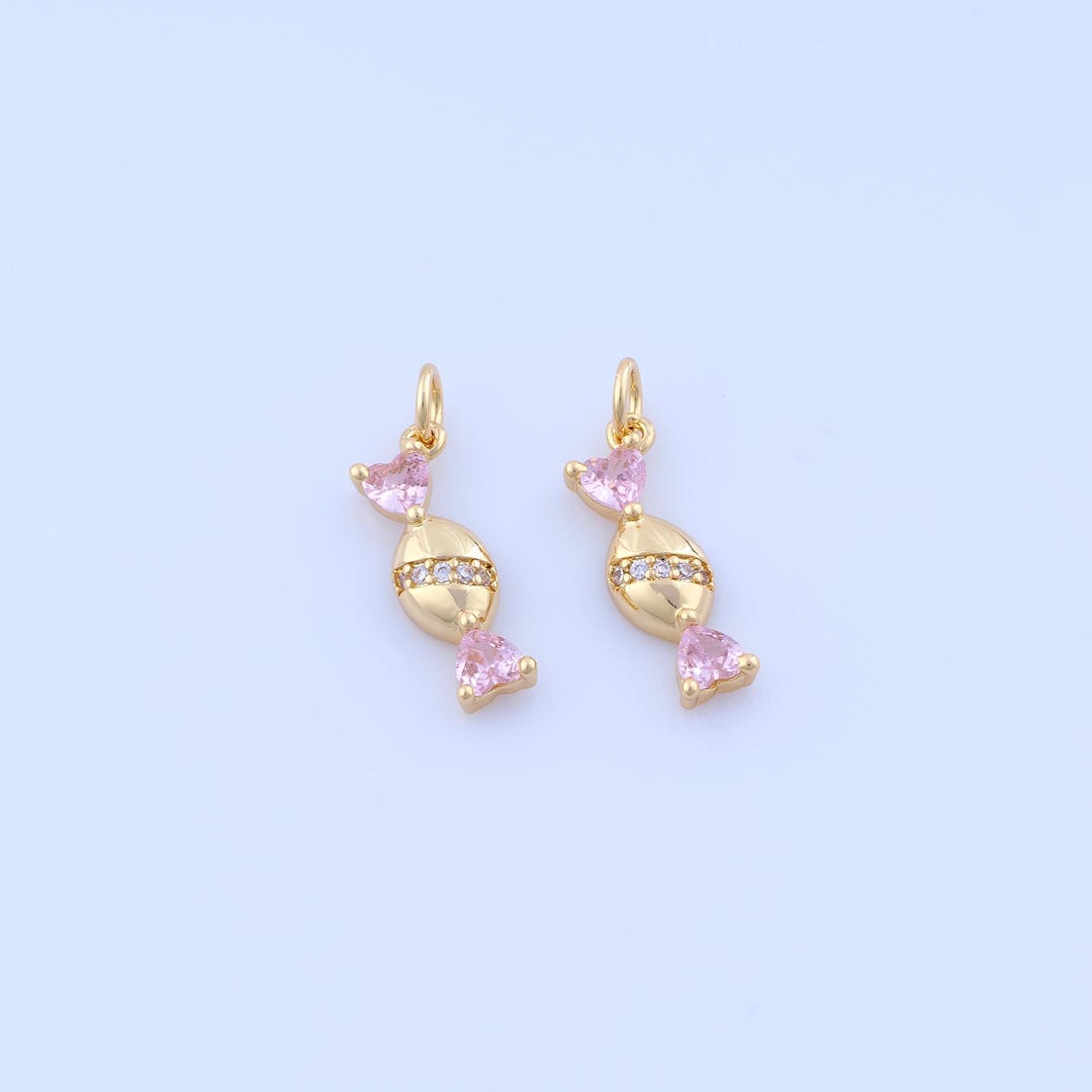 Gold Candy Piece Pink Crystal