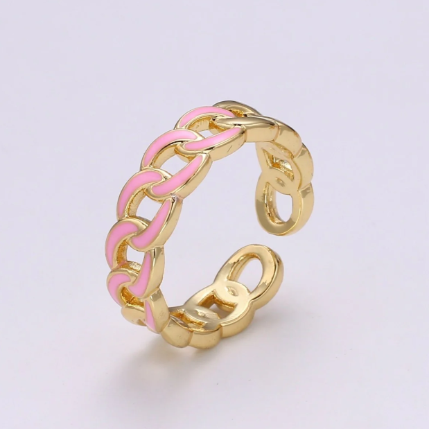 Chunky Chain Ring Pink Gold