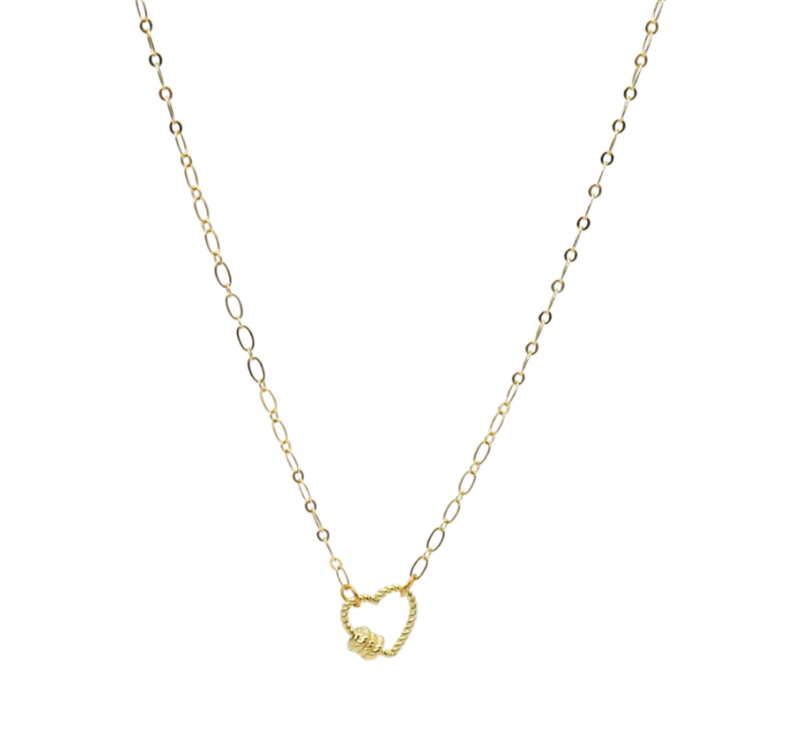 Heart of West Palm Gold Necklace with Heart Carabiner