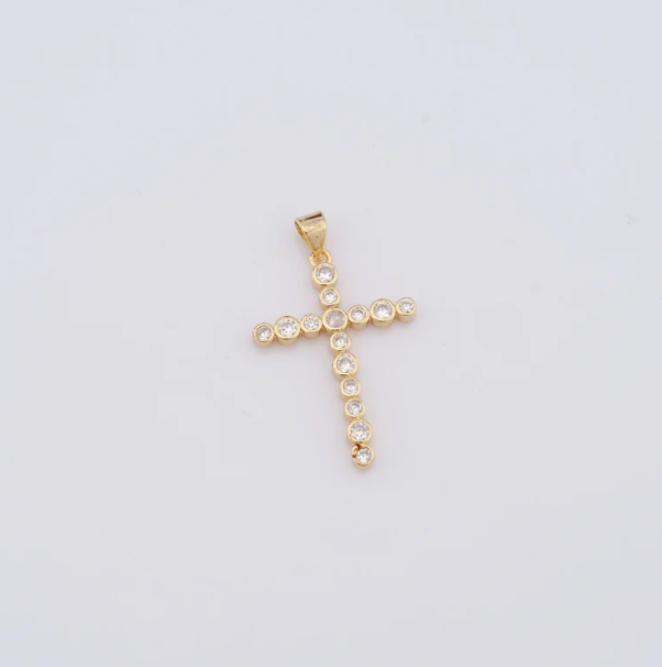 SIGNS, SHAPES & SYMBOLS- Large Dainty Crystal Cross Charm