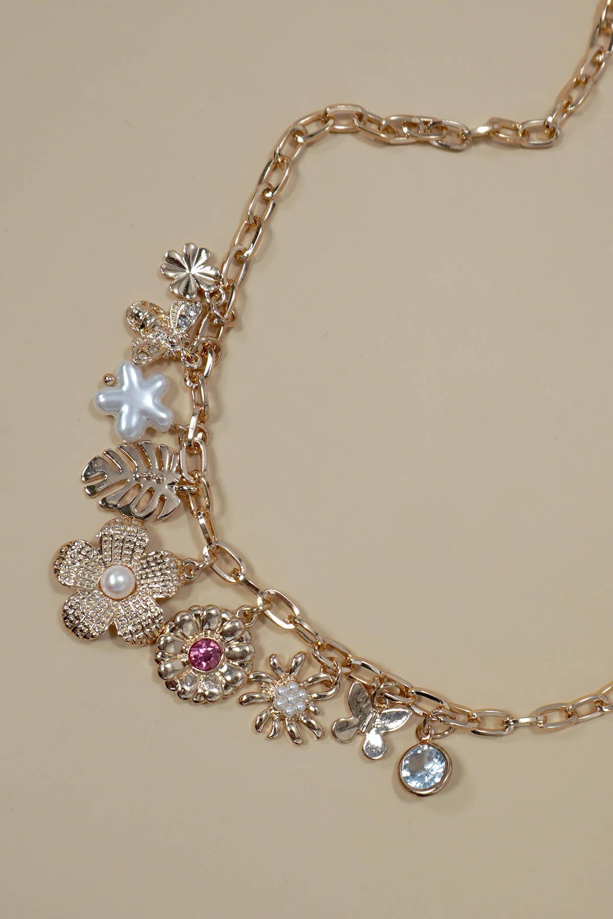 Necklace - Charm Bar - Flower Charm Necklace
