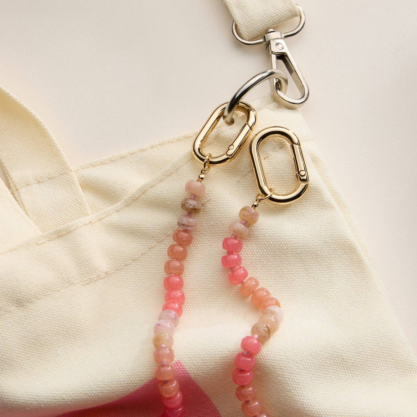 Colorful Beaded Bag Charm with Gold Clasp Trendy Accessory