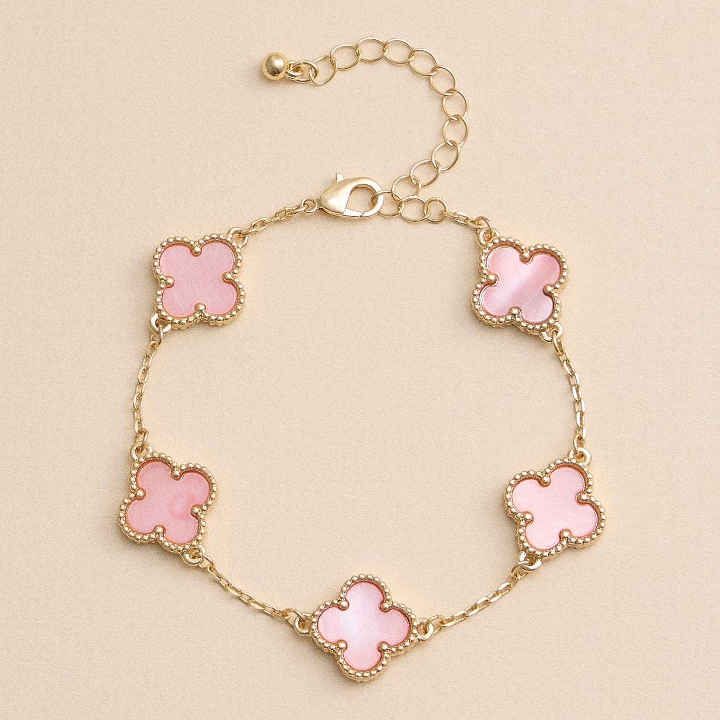 Lucky Clover Shell Charm Bracelet Inspired by Vancleef Design