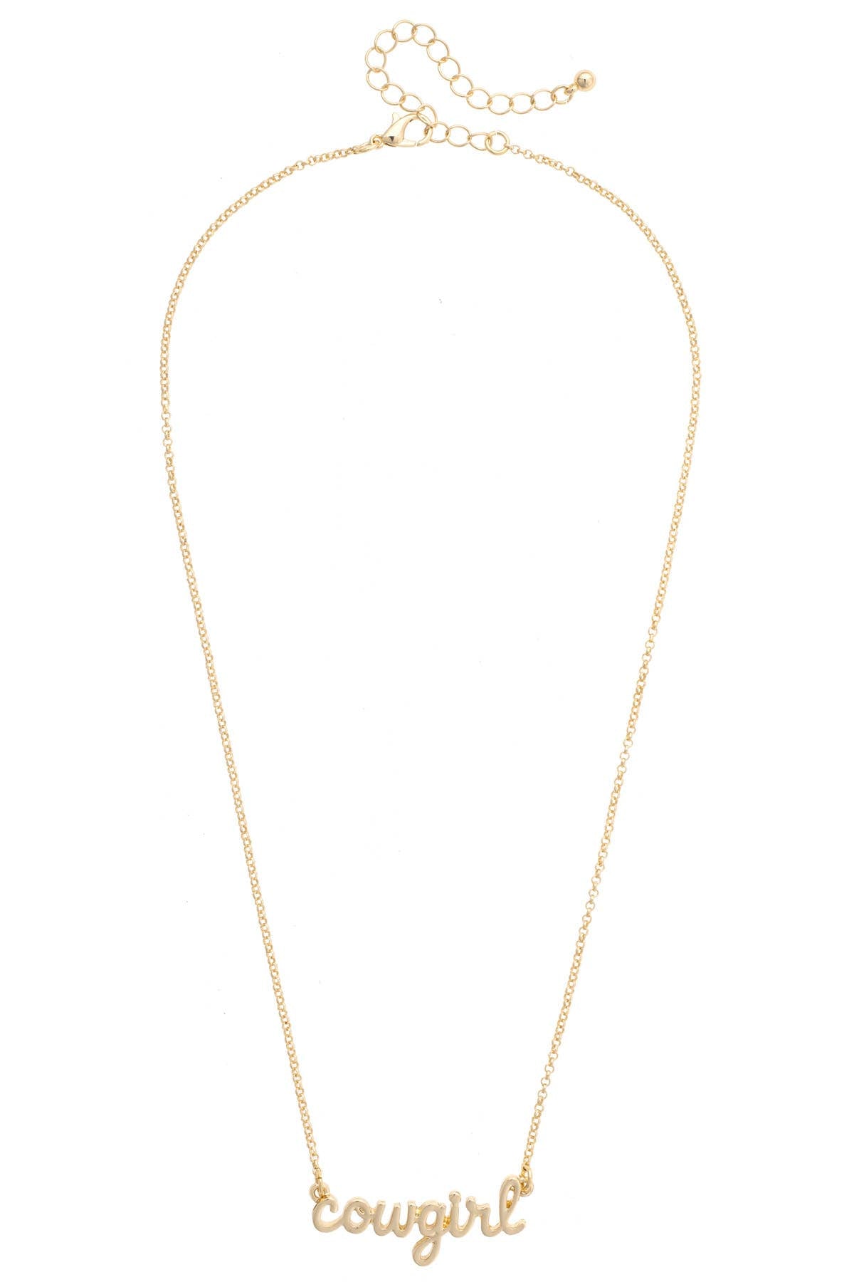 Cowgirl Cursive Necklace in Shiny Gold