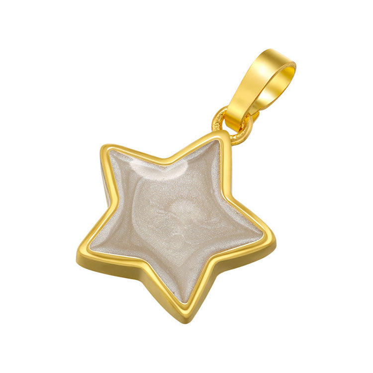 COLOR ENAMEL- Gold Puffy Enamel Star Charm