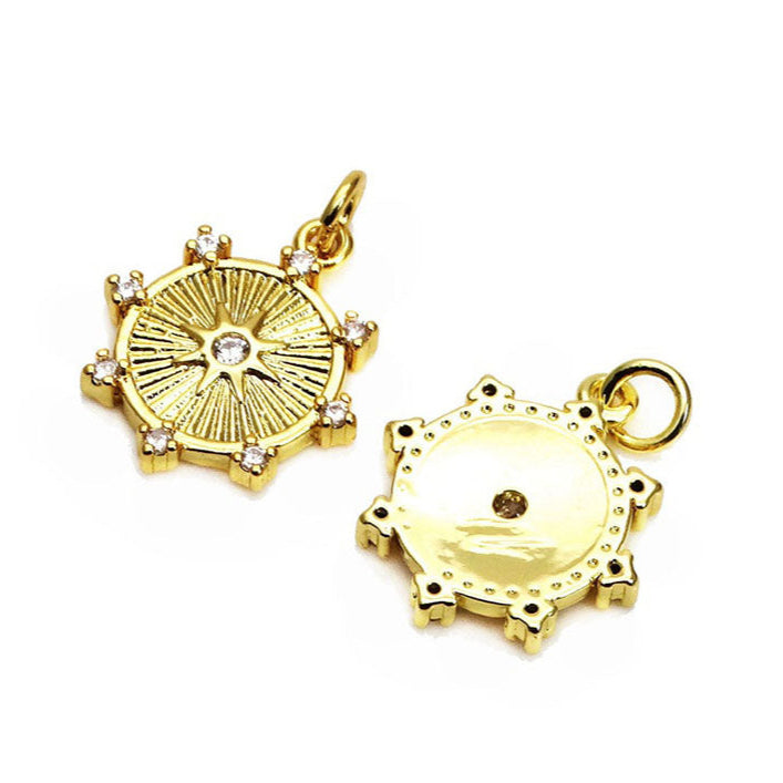 OCEAN- Gold Crystal Compass Charm