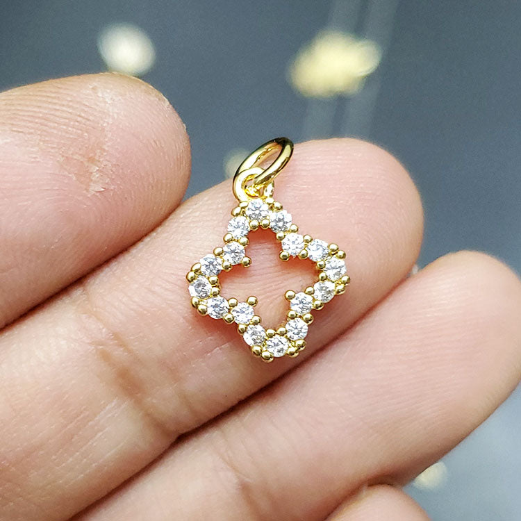 MINI- Gold Crystal Clover Charm