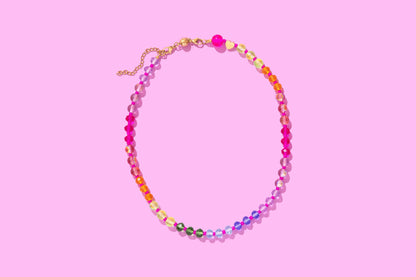 Beaded Necklace - Multi-Colored + Pink - Natalie