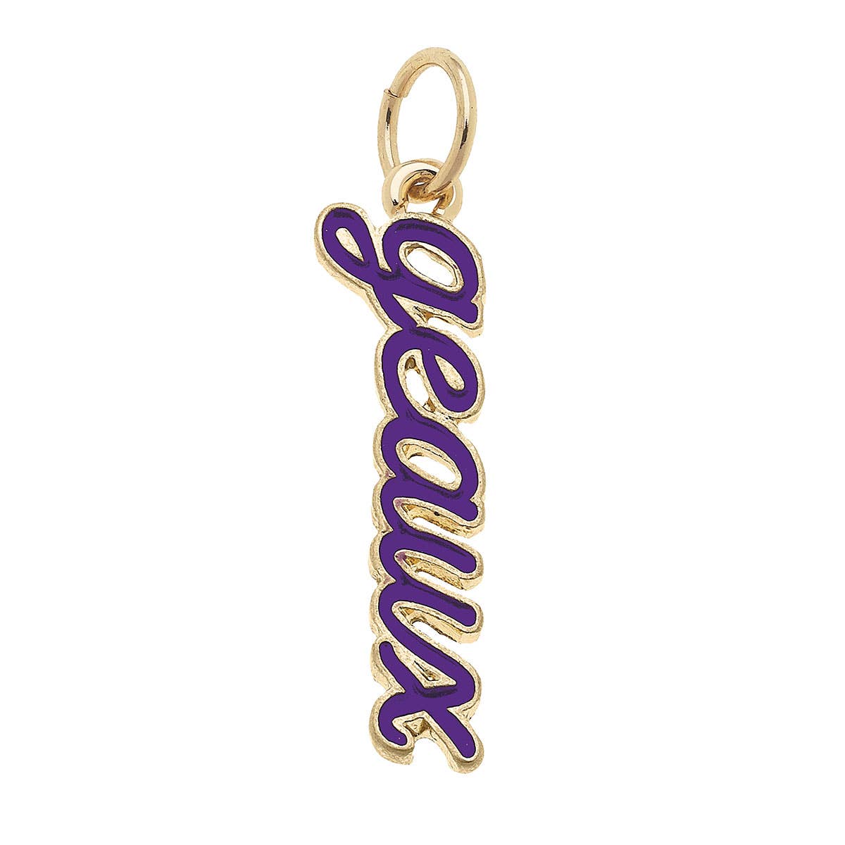 SPORTS- Gold LSU Tigers Enamel Script Charm