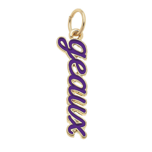 SPORTS- Gold LSU Tigers Enamel Script Charm