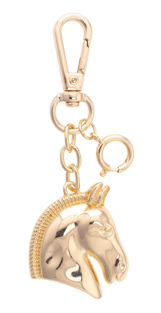 Horse Bust Bag Charm in Shiny Gold