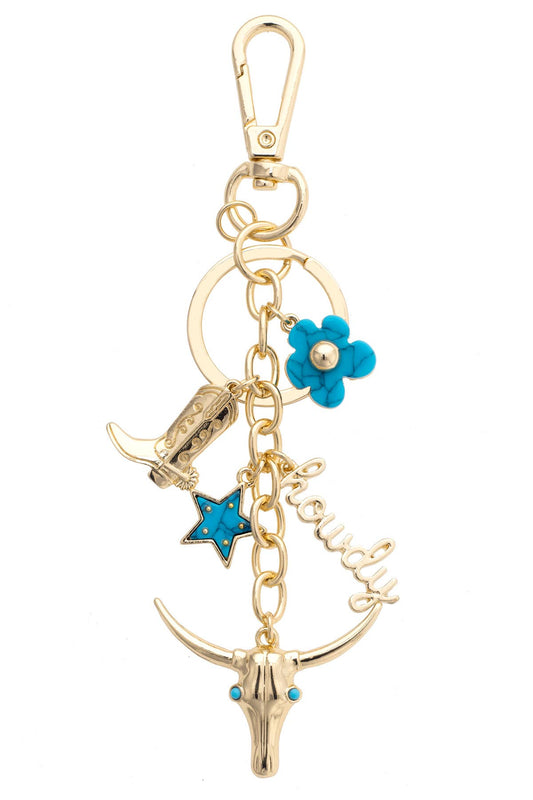 Howdy Cluster Bag Charm in Shiny Gold