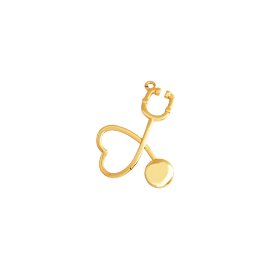 Gold Heart Stethoscope Charm