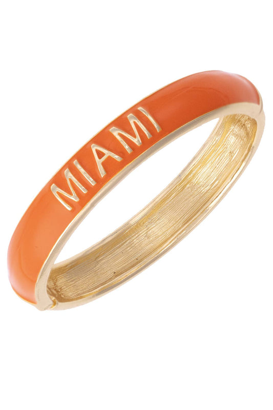 Miami Hurricanes Sculpted Enamel Hinge Bangle in Orange