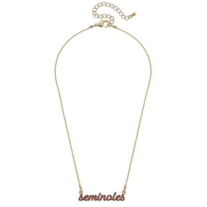 Garnet Enamel Script Necklace
