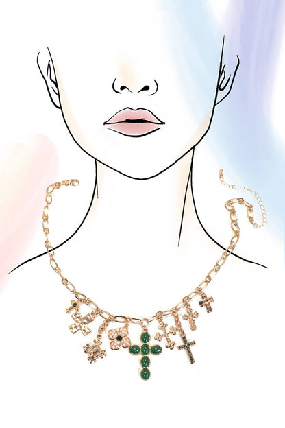 Necklace - Charm Bar - Cross Charm Necklace