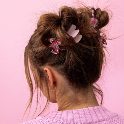 Mini Confetti Claw Clips Set – Pink Hair Accessories for Tweens (4 Pack)