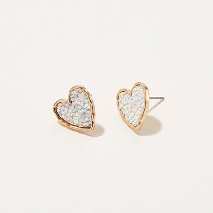 America Glitter Heart Stud Earring Set — 6 Pack