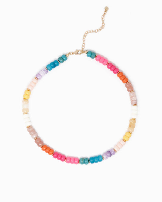 Necklace - Charm Bar - Multi-Color Beaded Necklace