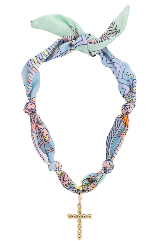 Louisa Beaded Cross Scarf Necklace