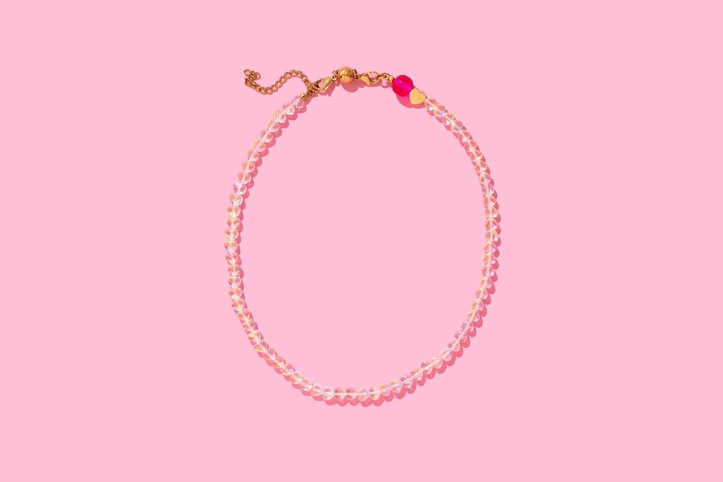 Beaded Necklace - Glass Hearts - Nora