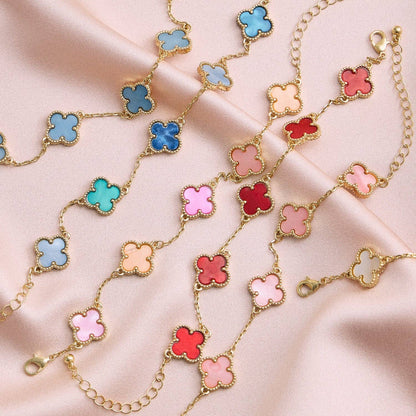 Lucky Clover Shell Charm Bracelet Inspired by Vancleef Design