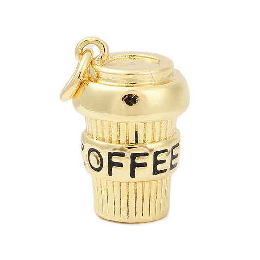 Coffee Cup Charm Gold