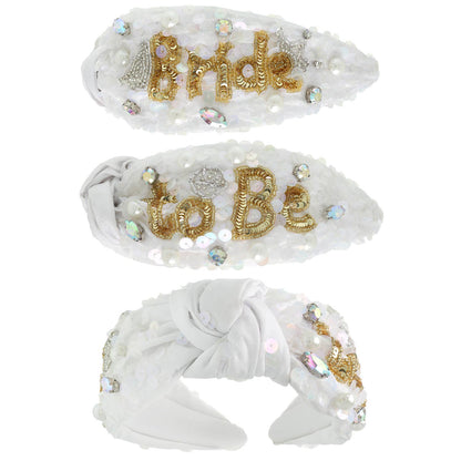 Bride to be Jewel Embellished Top Knotted Headband