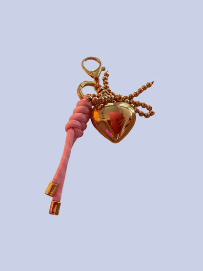 Piper K Pink &amp; Gold Heart Keychain