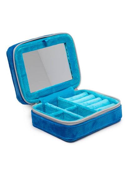 Sardine Can Blue Velvet Jewelry Zip Case / Organizer