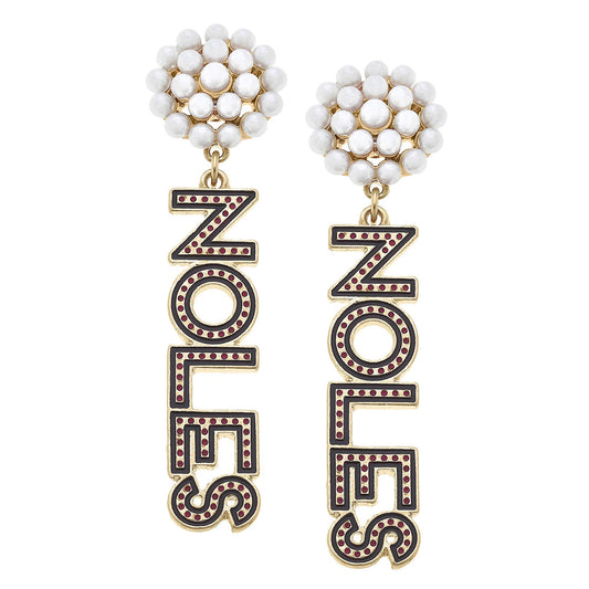Garnet Dotted Enamel Drop Earrings