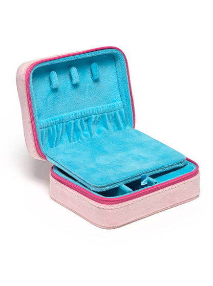 Velvet Jewelry Zip Case / Organizer - Feminine Florals -Pink