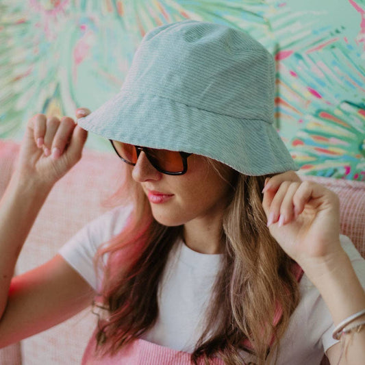 Mint Corduroy Cute Bucket Hat for Women