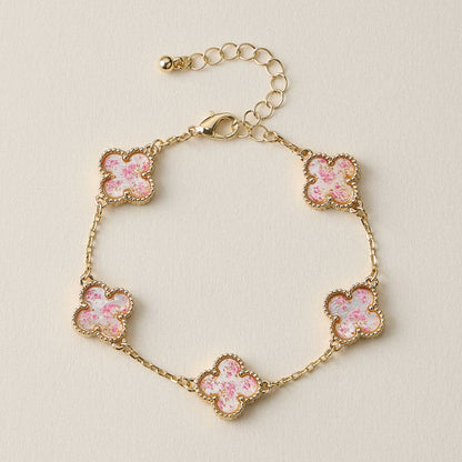 Lucky Clover Shell Charm Bracelet Inspired by Vancleef Design