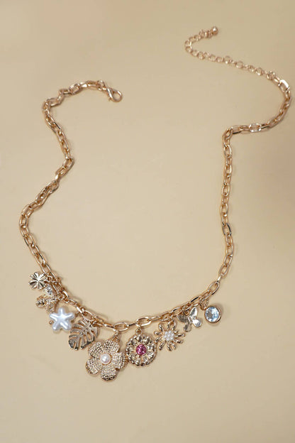 Necklace - Charm Bar - Flower Charm Necklace