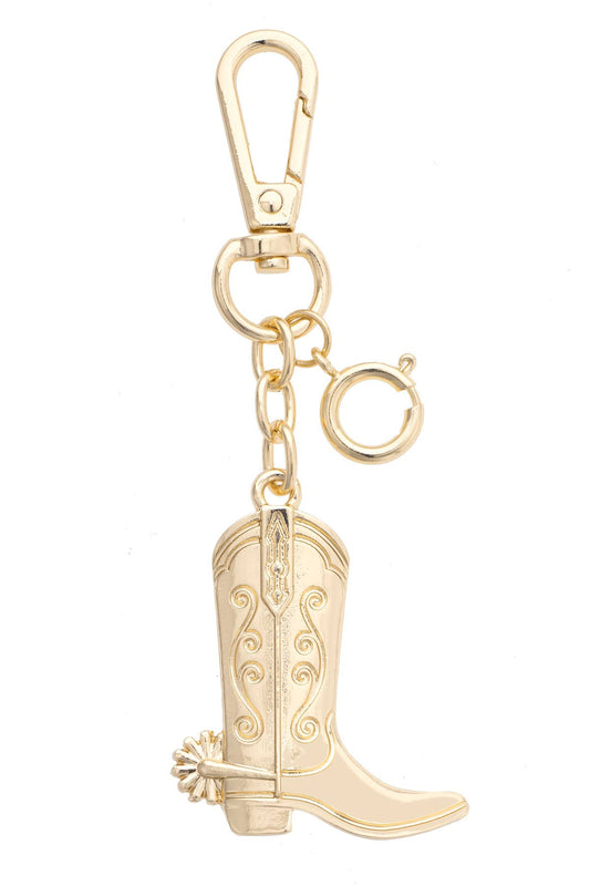 Cowboy Boot Bag Charm in Shiny Gold