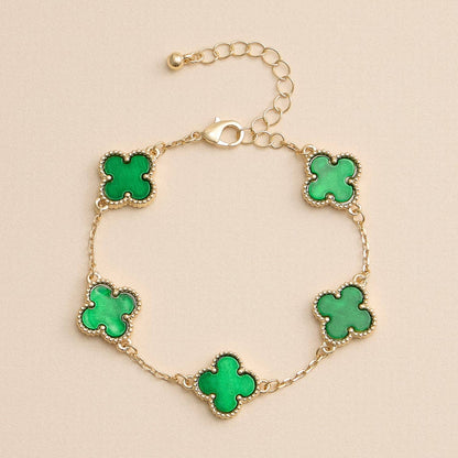 Lucky Clover Shell Charm Bracelet Inspired by Vancleef Design
