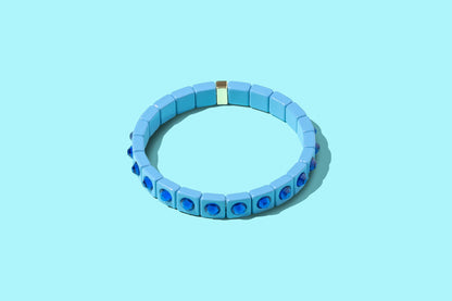 Maeve Enamel Stretch Bracelet with Circle Stones