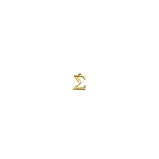 Gold Greek Life Letter Charm Collection Featuring Sigma, Tau, Gamma, Alpha, and More