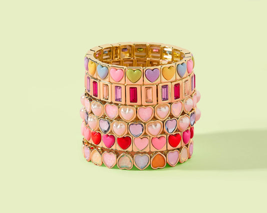 Tween Valentine Heart Bracelets – Colorful Stretch Bracelets